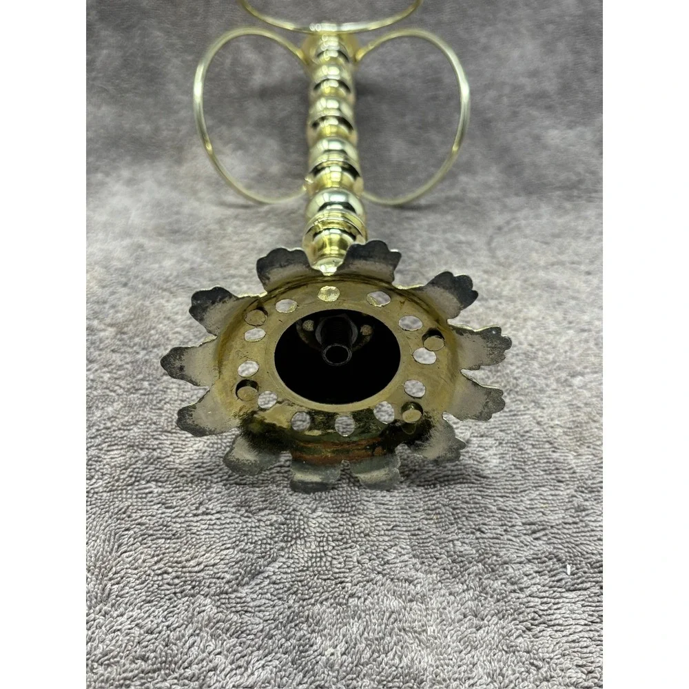 Vintage Gold Tone Metal Fingertip Towel Holder Stand 13